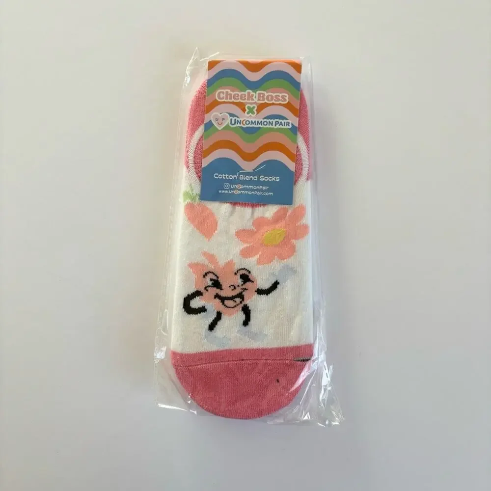 Uncommon Pair Cotton Blend No Show Socks 3 Pack Bundle Floral Happy Face Print